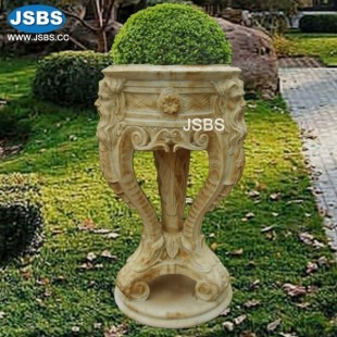 Carved Floral Men Marble Planter, JS-P002B